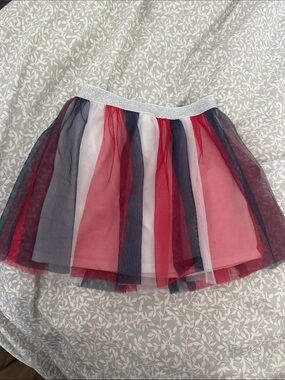 Girls Red, white and blue Tulle Skirt with Silver Waistband